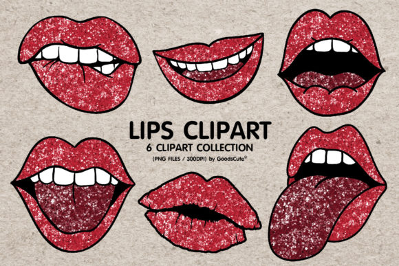 Download Red Glitter Lips Clipart Sublimation - Glitter Collection