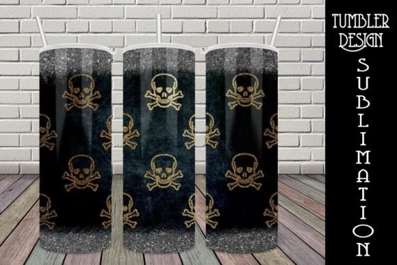 Download Gold Skulls Black Glitter Tumbler 20oz - Glitter Collection