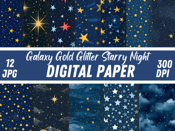 Download Galaxy Gold Glitter Starry Night Pattern - Glitter Collection