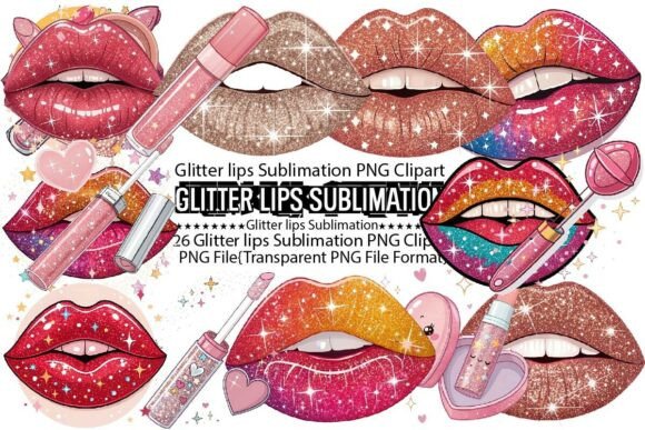Download Glitter Lips Sublimation Bundle - Glitter Collection