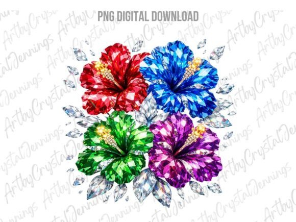 Download Bright Glitter Hibiscus Flowers PNG - Glitter Collection