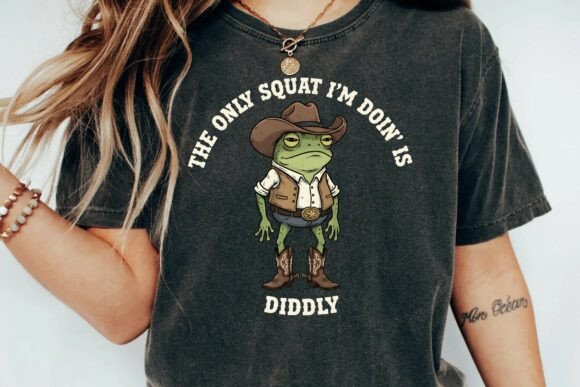 Download Funny Cowboy Frog Squat Diddly Humorous Western Design PNG - Western design Collection