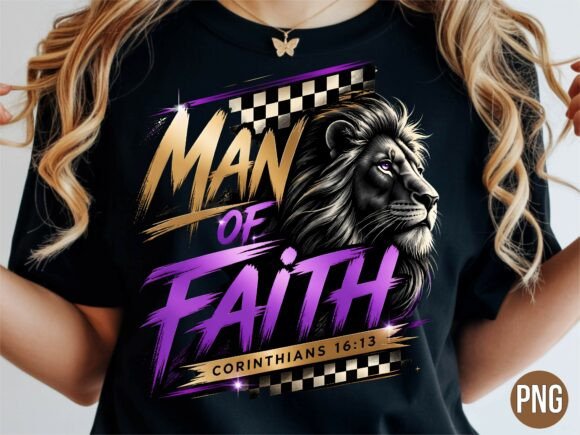 Download Man of Faith Lion Christian T-shirt PNG - Christia Collection