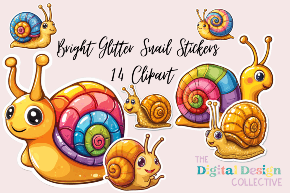 Download Bright Glitter Snail Stickers Bundle - Glitter Collection