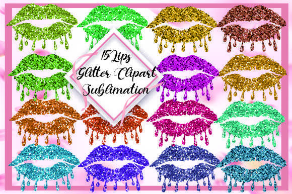 Download 15 Glitter Lips Clipart Sublimation Png - Glitter Collection