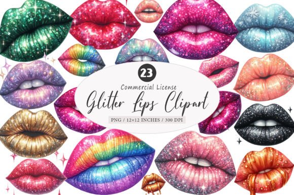 Download Glitter Lips Clipart Bundle, Sublimation - Glitter Collection