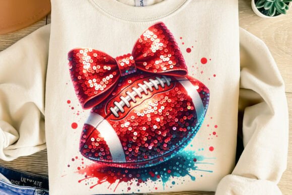 Download Coquette Red Glitter Bow Football Png - Glitter Collection
