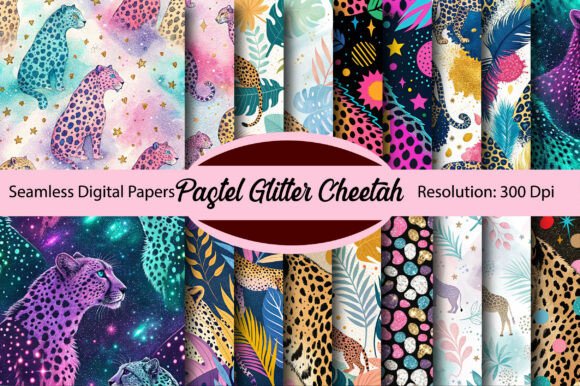 Download Pastel Glitter Cheetah Digital Paper - Glitter Collection